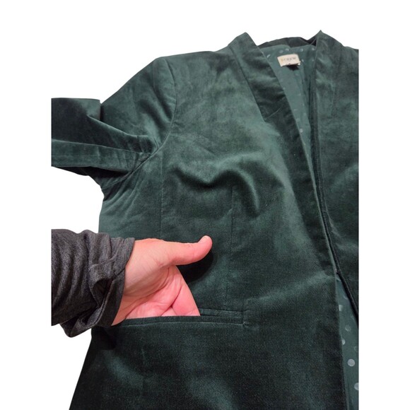 J.Crew Velvet Emerald Green Blazer Womens 14 Holiday Party Business Lined Modern - Picture 8 of 13